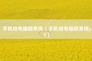 手机给电脑做系统（手机给电脑做系统pE）