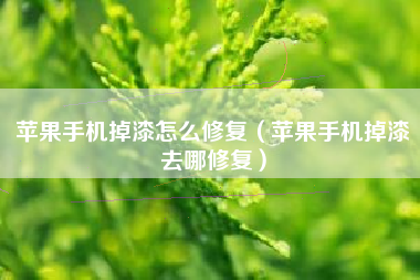 苹果手机掉漆怎么修复（苹果手机掉漆去哪修复）