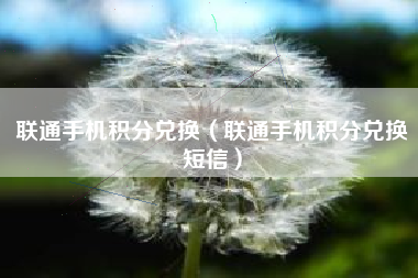 联通手机积分兑换（联通手机积分兑换短信）