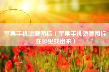苹果手机隐藏图标（苹果手机隐藏图标在哪里找出来）