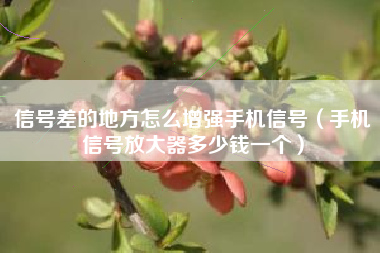 信号差的地方怎么增强手机信号（手机信号放大器多少钱一个）