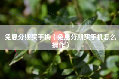 免息分期买手机（免息分期买手机怎么操作）