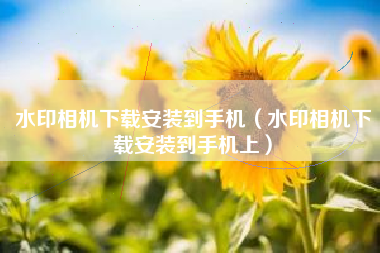 水印相机下载安装到手机（水印相机下载安装到手机上）