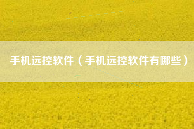 手机远控软件（手机远控软件有哪些）