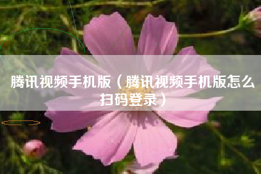 腾讯视频手机版（腾讯视频手机版怎么扫码登录）