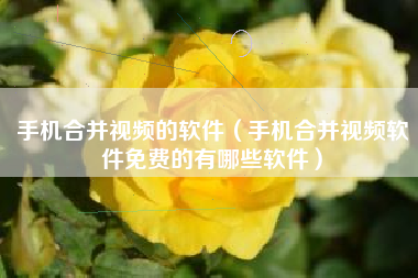 手机合并视频的软件（手机合并视频软件免费的有哪些软件）