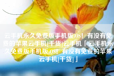 云手机永久免费版手机版iOS！有没有免费的苹果云手机[干货]云手机「云手机永久免费版手机版iOS！有没有免费的苹果云手机[干货]」