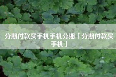分期付款买手机手机分期「分期付款买手机」