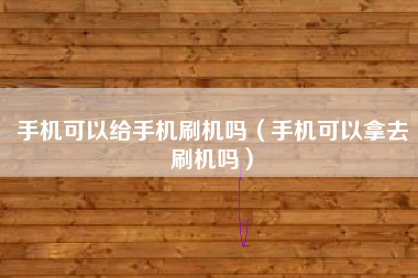 手机可以给手机刷机吗（手机可以拿去刷机吗）