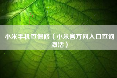 小米手机查保修（小米官方网入口查询激活）