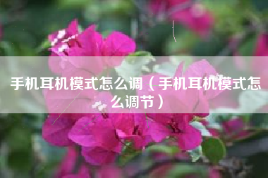 手机耳机模式怎么调（手机耳机模式怎么调节）