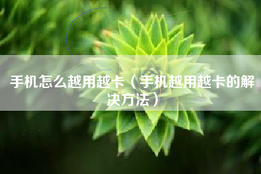 手机怎么越用越卡（手机越用越卡的解决方法）