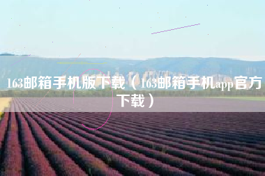 163邮箱手机版下载（163邮箱手机app官方下载）
