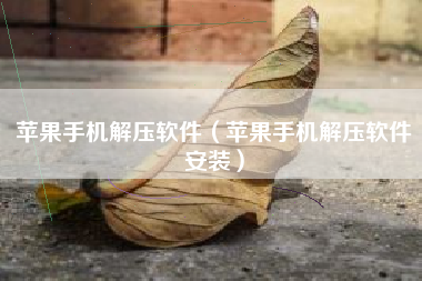 苹果手机解压软件（苹果手机解压软件安装）