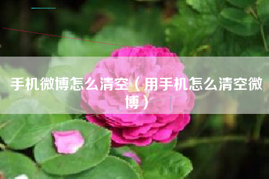手机微博怎么清空（用手机怎么清空微博）