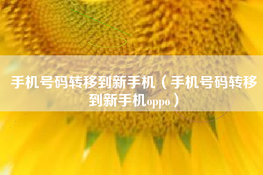 手机号码转移到新手机（手机号码转移到新手机oppo）