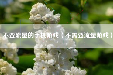 不要流量的手机游戏（不需要流量游戏）