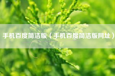 手机百度简洁版（手机百度简洁版网址）