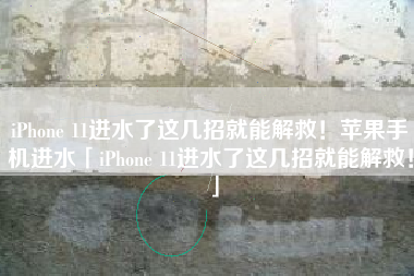 iPhone 11进水了这几招就能解救！苹果手机进水「iPhone 11进水了这几招就能解救！」