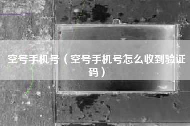 空号手机号（空号手机号怎么收到验证码）