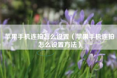 苹果手机连拍怎么设置（苹果手机连拍怎么设置方法）