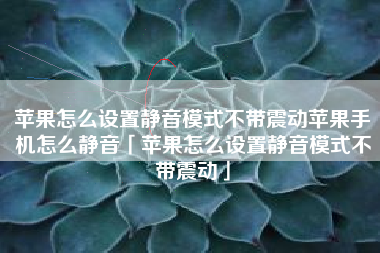 苹果怎么设置静音模式不带震动苹果手机怎么静音「苹果怎么设置静音模式不带震动」