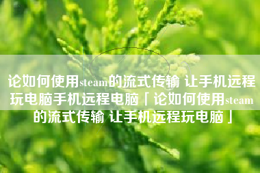 论如何使用steam的流式传输 让手机远程玩电脑手机远程电脑「论如何使用steam的流式传输 让手机远程玩电脑」