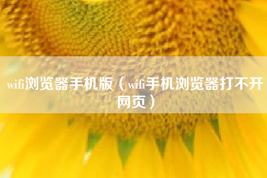 wifi浏览器手机版（wifi手机浏览器打不开网页）