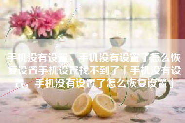 手机没有设置，手机没有设置了怎么恢复设置手机设置找不到了「手机没有设置，手机没有设置了怎么恢复设置」