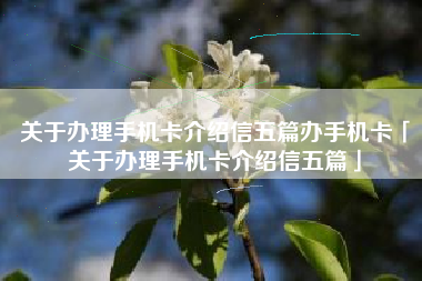 关于办理手机卡介绍信五篇办手机卡「关于办理手机卡介绍信五篇」
