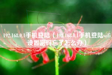192.168.0.1手机登陆（192.168.0.1手机登陆wifi设置密码忘了怎么办）