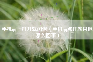 手机qq一打开就闪退（手机qq点开就闪退怎么回事）