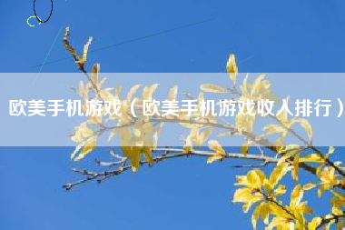 欧美手机游戏（欧美手机游戏收入排行）