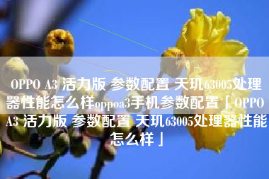 OPPO A3 活力版 参数配置 天玑63005处理器性能怎么样oppoa3手机参数配置「OPPO A3 活力版 参数配置 天玑63005处理器性能怎么样」