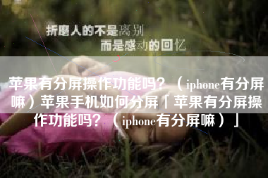 苹果有分屏操作功能吗？（iphone有分屏嘛）苹果手机如何分屏「苹果有分屏操作功能吗？（iphone有分屏嘛）」