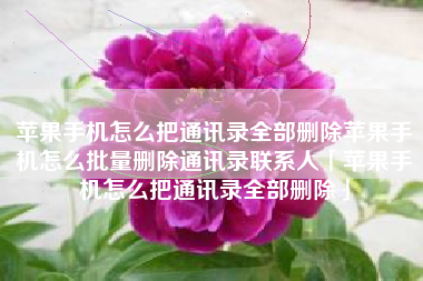 苹果手机怎么把通讯录全部删除苹果手机怎么批量删除通讯录联系人「苹果手机怎么把通讯录全部删除」