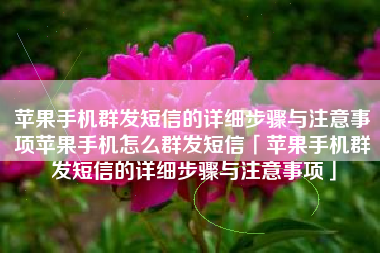 苹果手机群发短信的详细步骤与注意事项苹果手机怎么群发短信「苹果手机群发短信的详细步骤与注意事项」