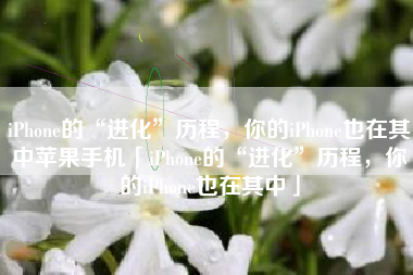 iPhone的“进化”历程，你的iPhone也在其中苹果手机「iPhone的“进化”历程，你的iPhone也在其中」