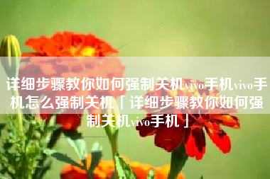 详细步骤教你如何强制关机vivo手机vivo手机怎么强制关机「详细步骤教你如何强制关机vivo手机」