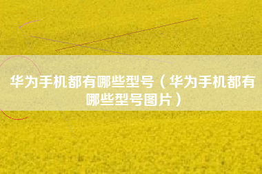 华为手机都有哪些型号（华为手机都有哪些型号图片）
