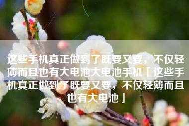 这些手机真正做到了既要又要，不仅轻薄而且也有大电池大电池手机「这些手机真正做到了既要又要，不仅轻薄而且也有大电池」