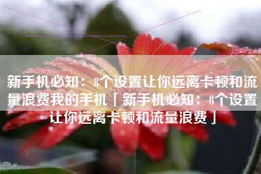 新手机必知：8个设置让你远离卡顿和流量浪费我的手机「新手机必知：8个设置让你远离卡顿和流量浪费」