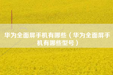 华为全面屏手机有哪些（华为全面屏手机有哪些型号）