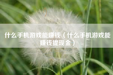 什么手机游戏能赚钱（什么手机游戏能赚钱提现金）