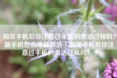 购买手机后你注意过手机的激活过程吗？新手机怎么才算激活「购买手机后你注意过手机的激活过程吗？」