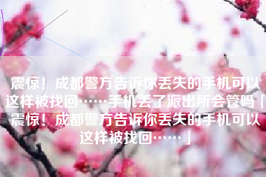 震惊！成都警方告诉你丢失的手机可以这样被找回……手机丢了派出所会管吗「震惊！成都警方告诉你丢失的手机可以这样被找回……」