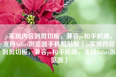 js实现内容到剪切板，兼容pc和手机端，支持Safari浏览器手机剪贴板「js实现内容到剪切板，兼容pc和手机端，支持Safari浏览器」