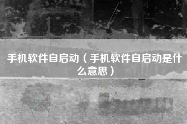 手机软件自启动（手机软件自启动是什么意思）
