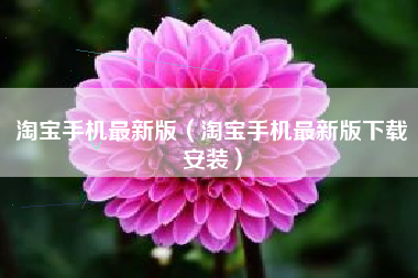 淘宝手机最新版（淘宝手机最新版下载安装）