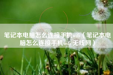 笔记本电脑怎么连接手机wifi（笔记本电脑怎么连接手机wifi 无线网）